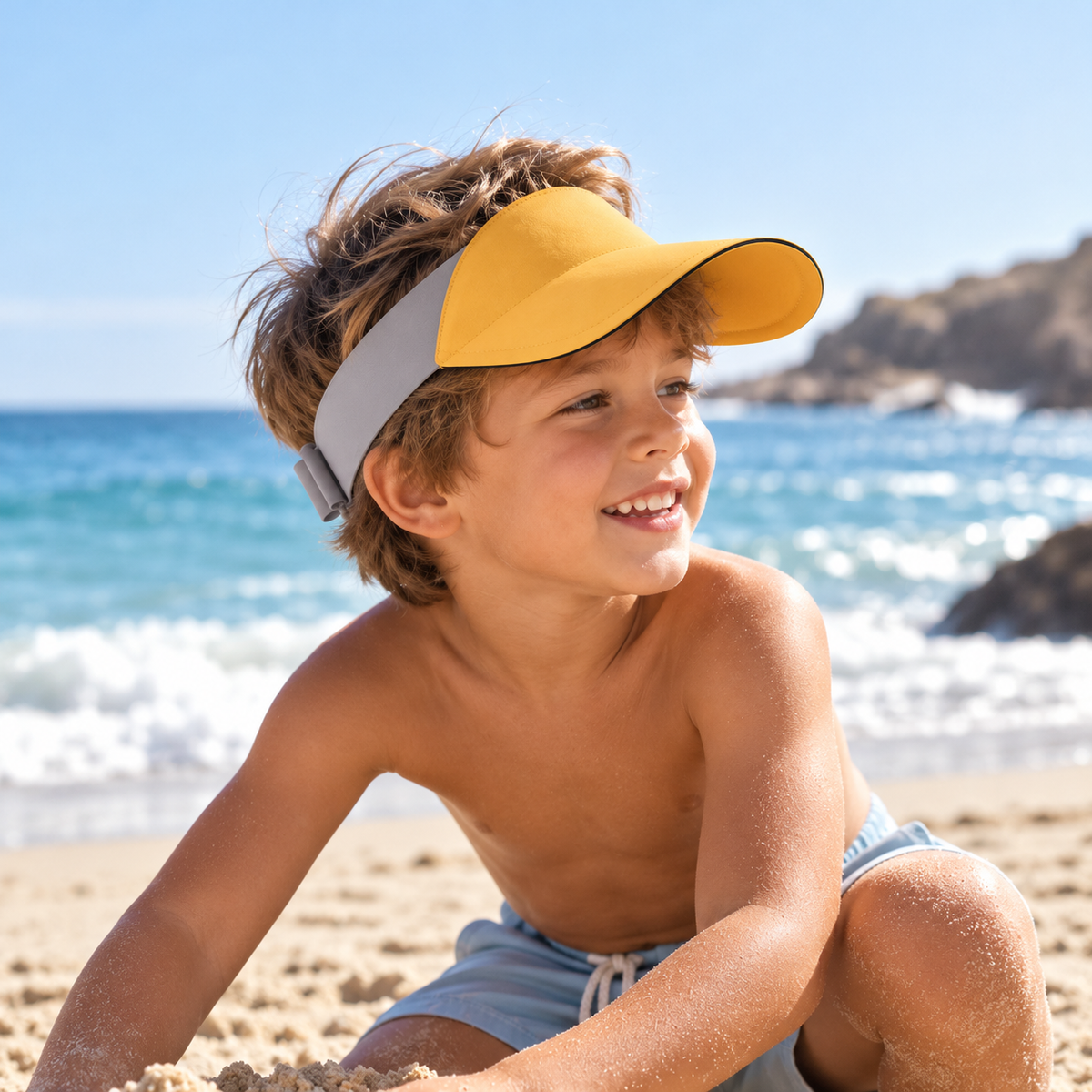 visera de protección solar infantil mostaza