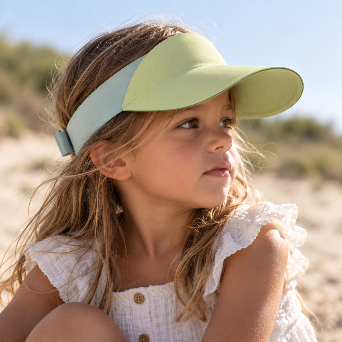 Visera de protección solar infantil verde