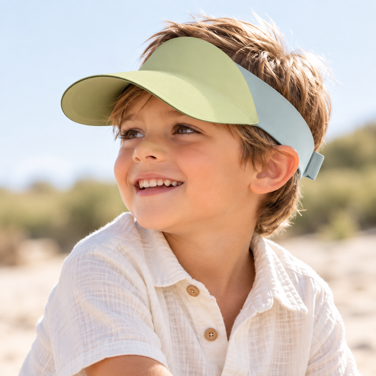 Visera de protección solar infantil verde