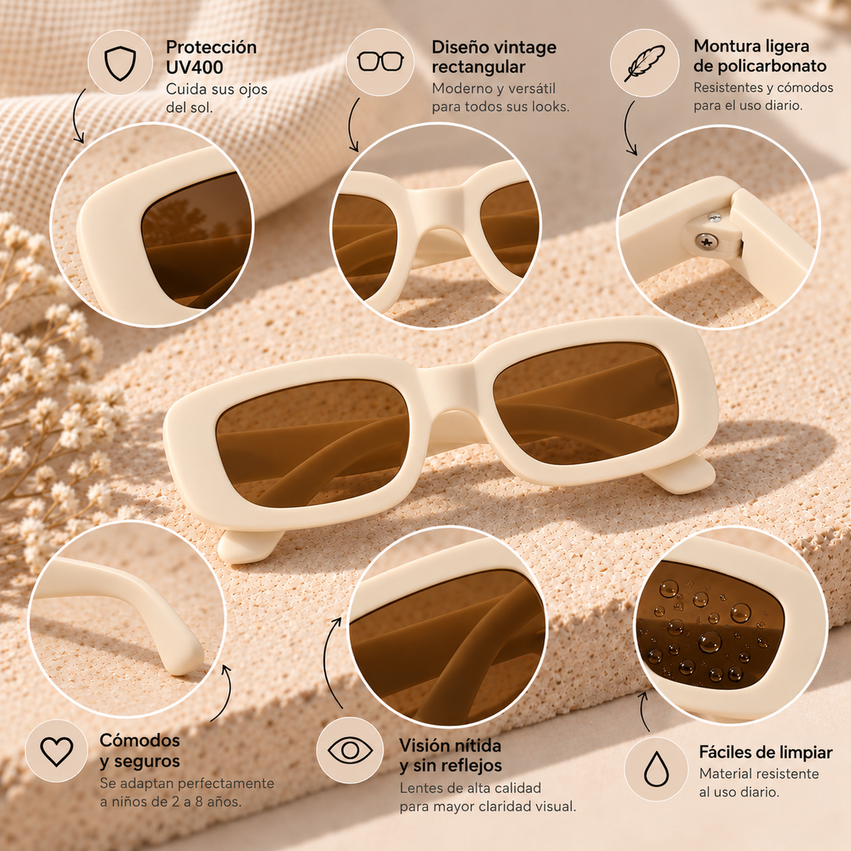lentes vintage marfil
