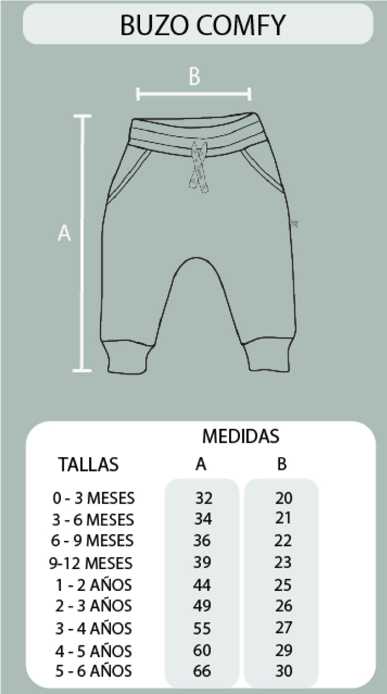 Guía de Tallas Buzo Comfy
