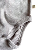 Body Manga Corta Algodón Acanalado Gris Jaspeado