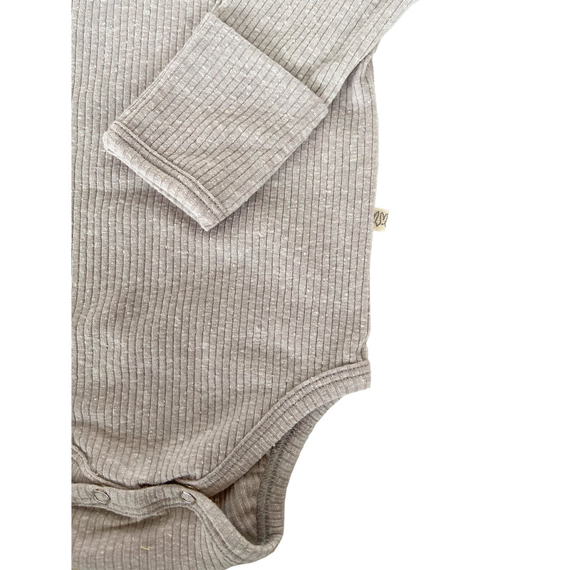 Body Manga Larga Rib Pima Gris Jaspeado