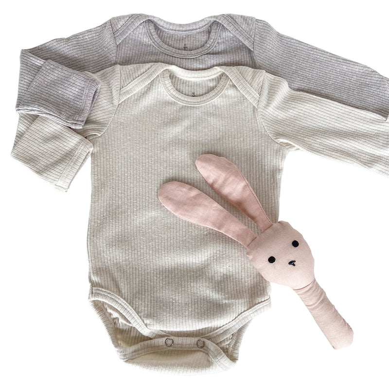 Body Manga Larga Rib Pima Gris Jaspeado